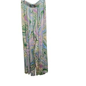 ASTR The Label Marble Swirl Pleated Wide Leg Pants Womens M